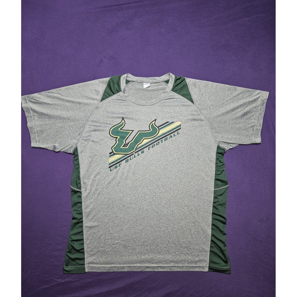 Sport-Tek USF Bulls Football Shirt Mens XL Gray Green Performance Training Tee
